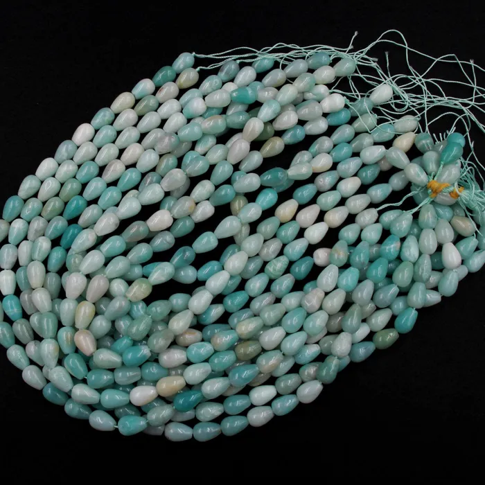 Earrings Intrinsic Trading Natural Blue Amazonite Teardrop Beads Vertically Drilled Stunning Soft Sea Blue Green Stone High Quality Good For Earrings 16 Strand