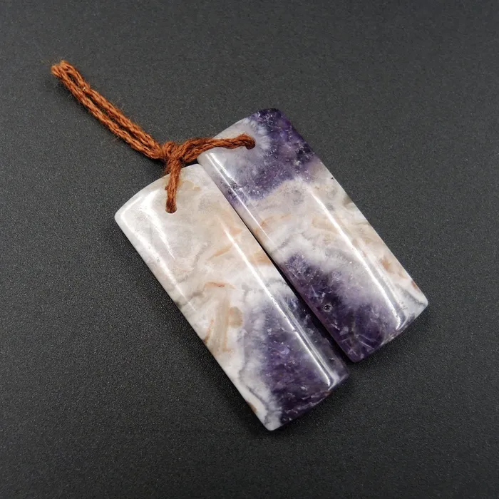 Earrings Intrinsic Trading Natural Chevron Amethyst Earring Pair Rectangle Cabochon Cab Pair Drilled Matched Earrings Bead Pair Stone E1317