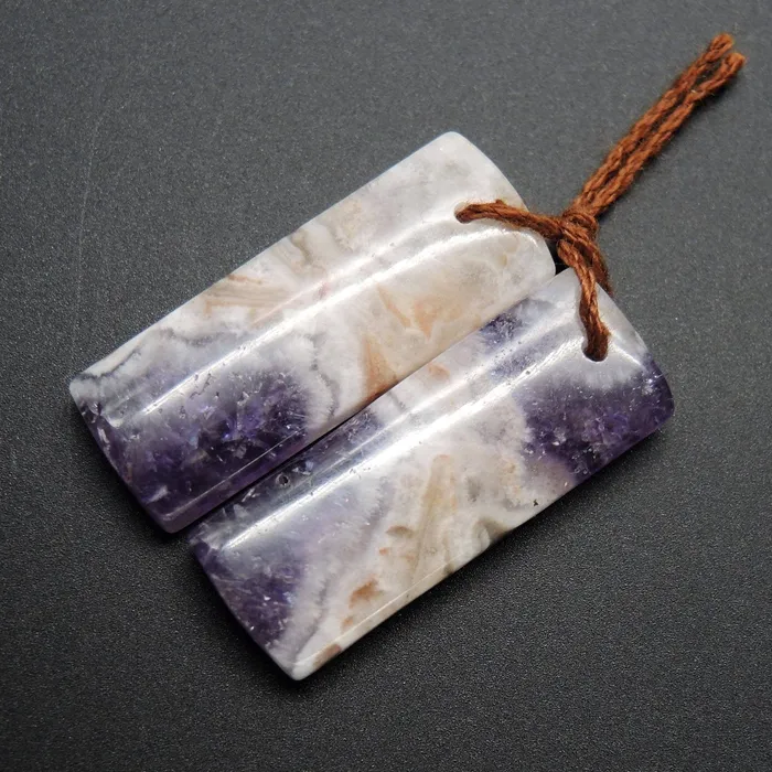 Earrings Intrinsic Trading Natural Chevron Amethyst Earring Pair Rectangle Cabochon Cab Pair Drilled Matched Earrings Bead Pair Stone E1317