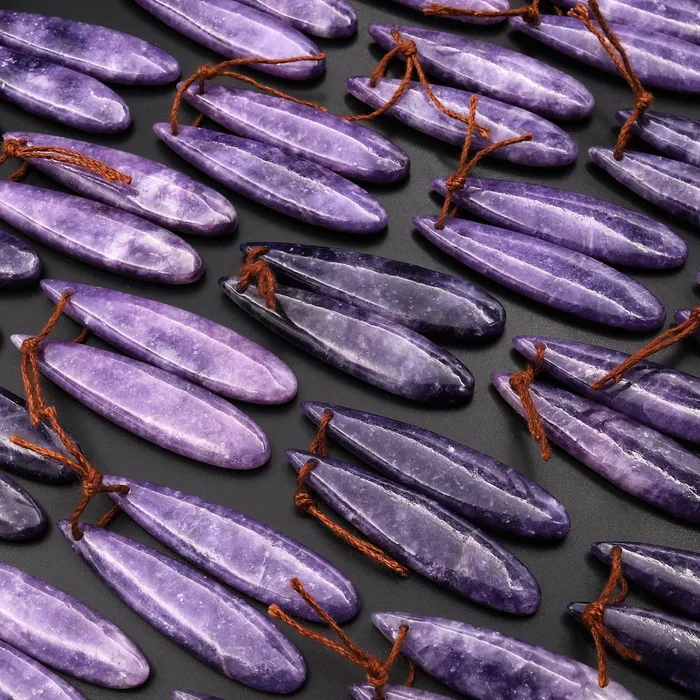 Earrings Intrinsic Trading Natural Purple Lepidolite Teardrop Earring Pair Matched Gemstone Pair