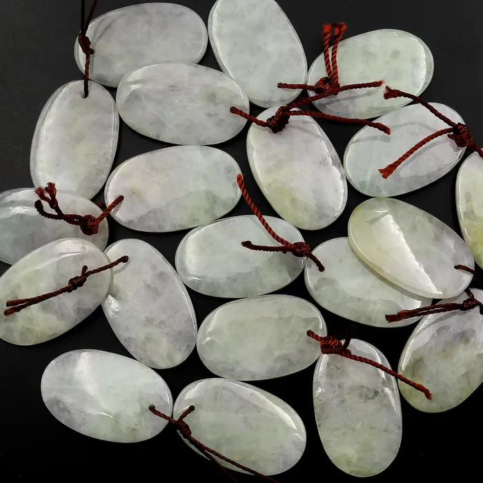 Earrings Intrinsic Trading Natural Real Genuine Burma Jade Oval Earring Pair Drilled Gemstone Matched Beads