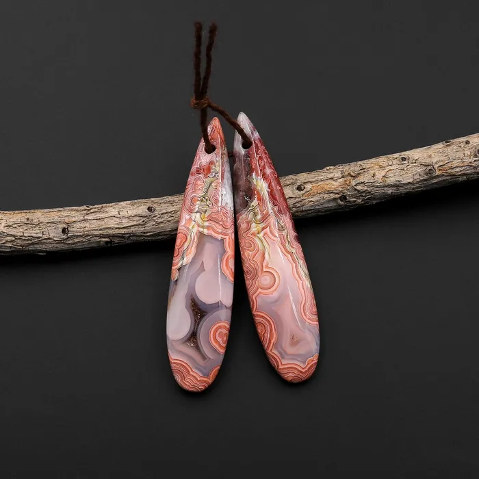Earrings Intrinsic Trading Natural Red Pink White Laguna Lace Agate Long Slender Teardrop Earring Drilled Matched Gemstone Bead Pair A1 Earrings Intrinsic Trading Natural Red Pink White Laguna Lace Agate Long Slender Teardrop Earring Drilled Matched Gemstone Bead Pair A1