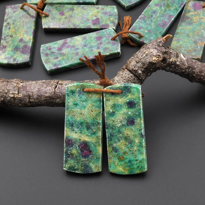 Earrings Intrinsic Trading Natural Red Ruby Green Fuchsite Flat Rectangle Earring Pair Matched Gemstone Beads A6 Earrings Intrinsic Trading Natural Red Ruby Green Fuchsite Flat Rectangle Earring Pair Matched Gemstone Beads A6