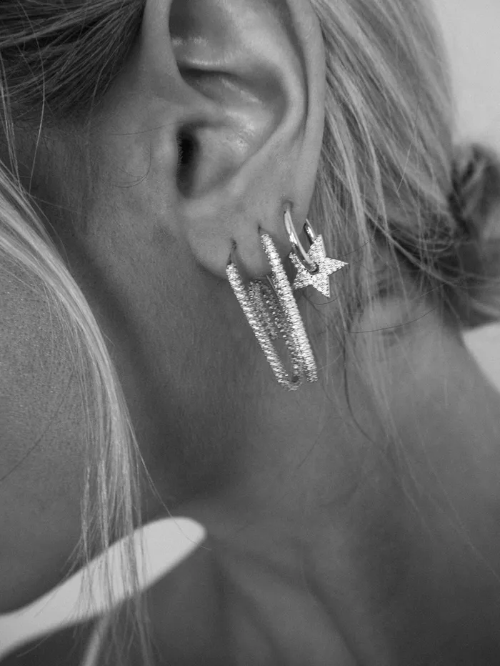 Earrings Luv Aj Pave Paper Clip Earrings Silver