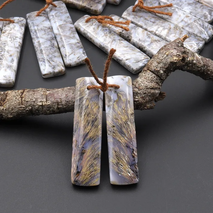 Earrings Rare Natural Turkish Needle Agate Earring Pair Drilled Matched Rectangle Gemstone Beads Intrinsic Trading Earrings Rare Natural Turkish Needle Agate Earring Pair Drilled Matched Rectangle Gemstone Beads Intrinsic Trading