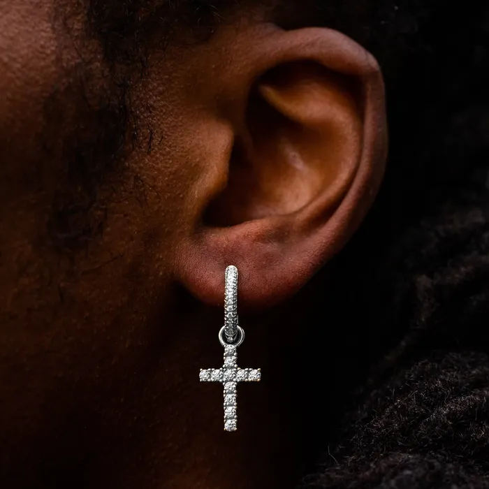 Earrings SpicyIce Cross Earring in White Gold Earrings SpicyIce Cross Earring in White Gold