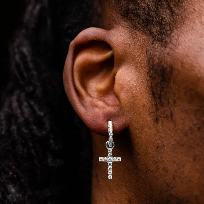 Earrings SpicyIce Cross Earring in White Gold Earrings SpicyIce Cross Earring in White Gold