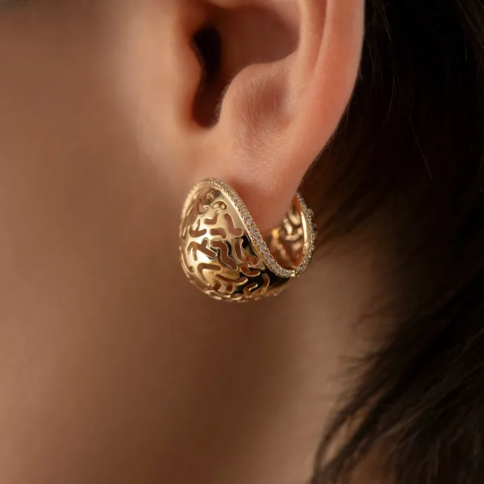 Elliptic Lace Statement Earrings in Solid Gold ARTEMER Earrings