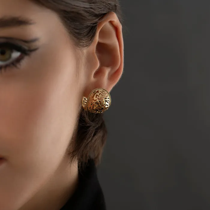 Elliptic Lace Statement Earrings in Solid Gold ARTEMER Earrings