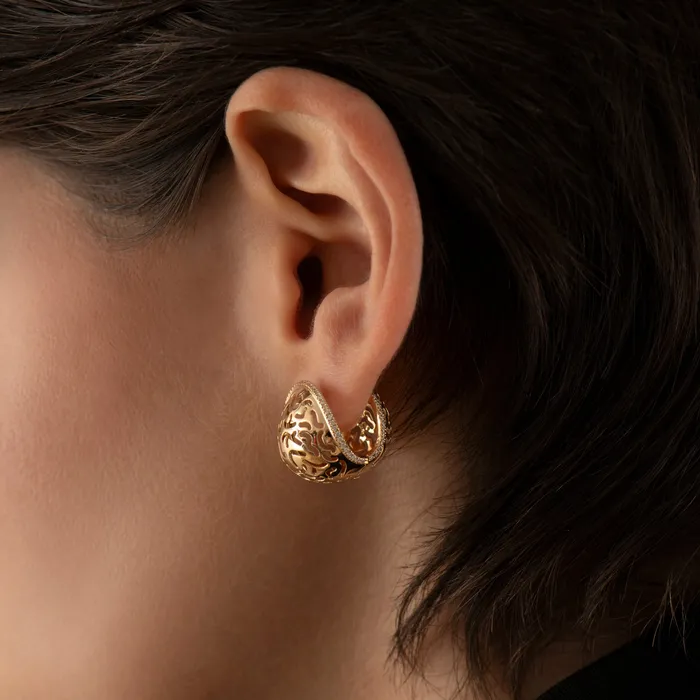 Elliptic Lace Statement Earrings in Solid Gold ARTEMER Earrings