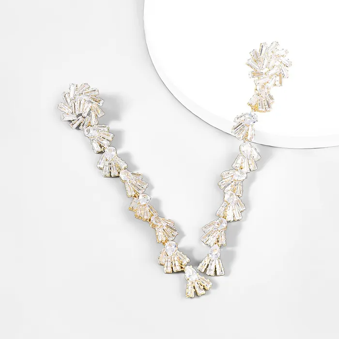 Fancy Crystal Embellished Straight Droop Earrings Refined by AnnaKaci Earrings Fancy Crystal Embellished Straight Droop Earrings Refined by AnnaKaci Earrings