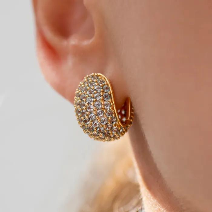 Gray Spinel Pave Huggie Earrings ARTEMER Earrings