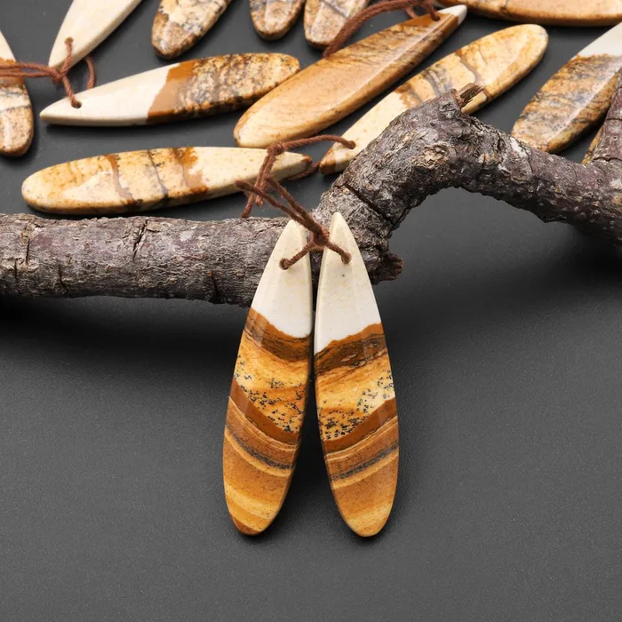 Intrinsic Trading Earrings Desert Jasper Earring Pair Picture Jasper Cabochon Cab Pair Drilled Matched Earring Pair Natural Stone Bead Teardrop Pair A5 Intrinsic Trading Earrings Desert Jasper Earring Pair Picture Jasper Cabochon Cab Pair Drilled Matched Earring Pair Natural Stone Bead Teardrop Pair A5