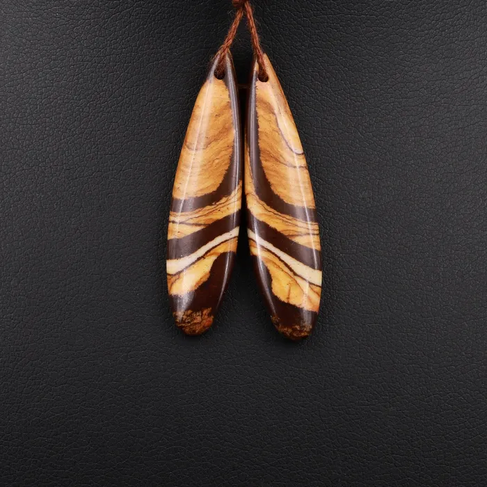 Intrinsic Trading Earrings Drilled Australian Outback Jasper Earring Pair Matched Teardrop Gemstone Beads