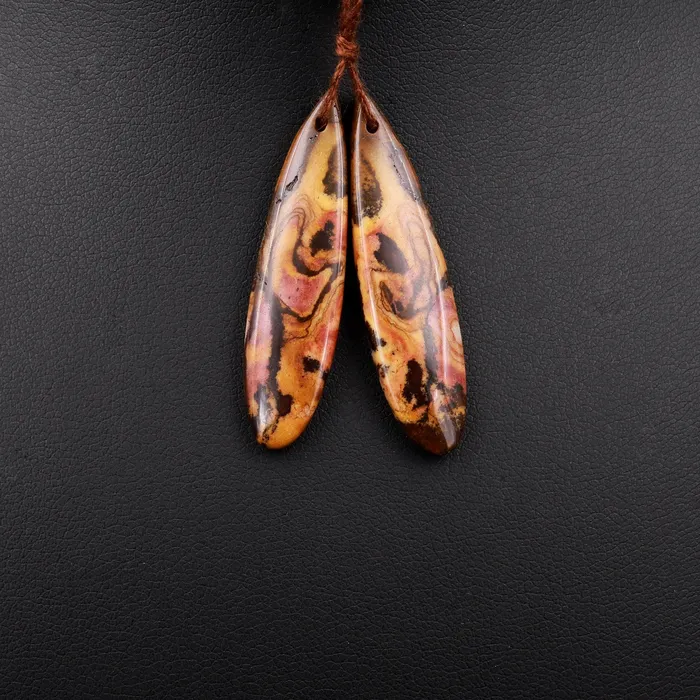 Intrinsic Trading Earrings Drilled Australian Outback Jasper Earring Pair Matched Teardrop Gemstone Beads