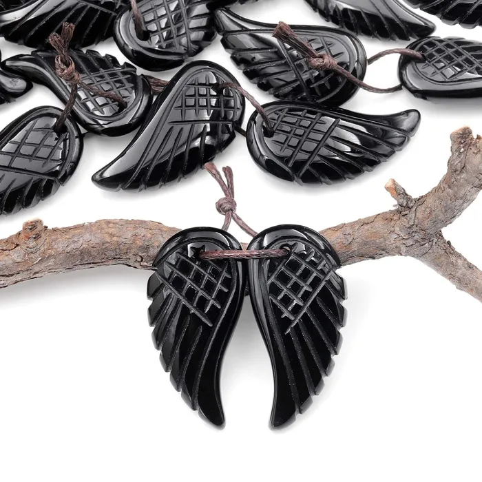 Intrinsic Trading Earrings Hand Carved Natural Black Rainbow Obsidian Angel Wing Earring Pair Drilled Matched Gemstone Beads Intrinsic Trading Earrings Hand Carved Natural Black Rainbow Obsidian Angel Wing Earring Pair Drilled Matched Gemstone Beads