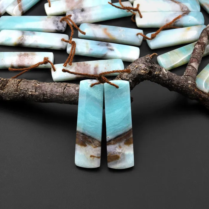 Intrinsic Trading Earrings Natural Amazonite Earring Pair Matched Drilled Gemstone Rectangle Beads