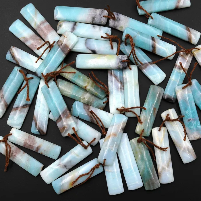 Intrinsic Trading Earrings Natural Amazonite Earring Pair Matched Drilled Gemstone Rectangle Beads