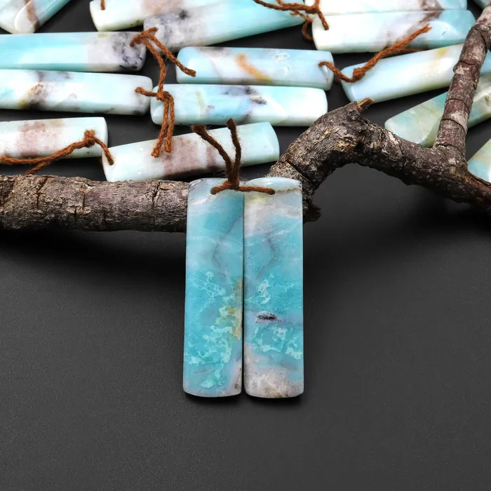 Intrinsic Trading Earrings Natural Amazonite Earring Pair Matched Drilled Gemstone Rectangle Beads