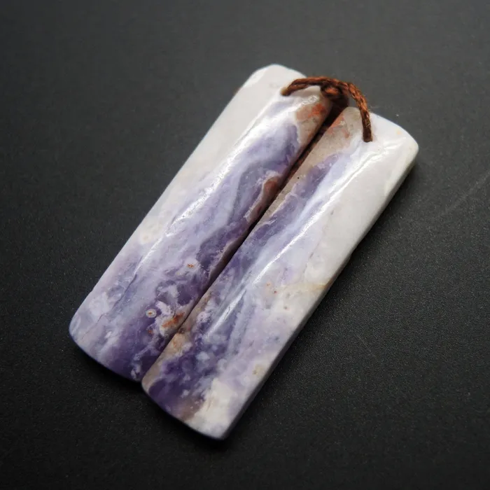 Intrinsic Trading Earrings Natural Purple Opal Earring Pair Rectangle Cabochon Cab Pair Drilled Matched Earrings Bead Pair Stone E355