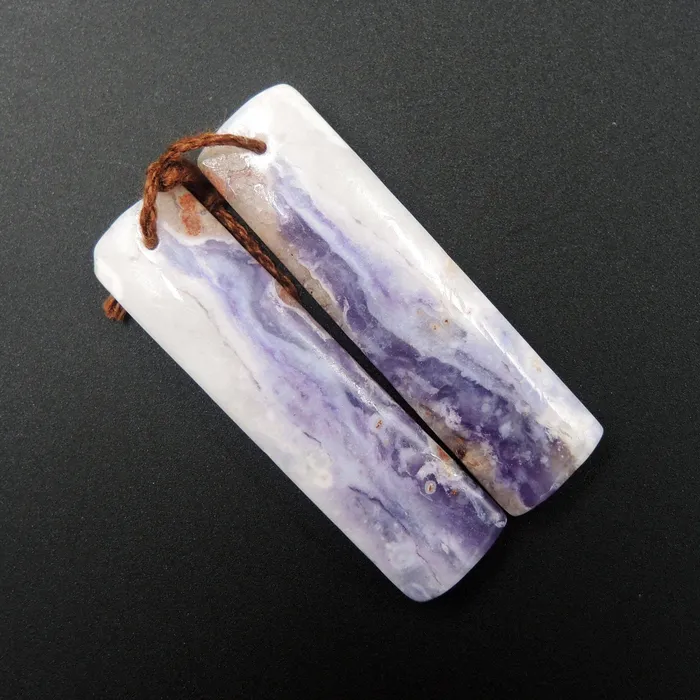 Intrinsic Trading Earrings Natural Purple Opal Earring Pair Rectangle Cabochon Cab Pair Drilled Matched Earrings Bead Pair Stone E355