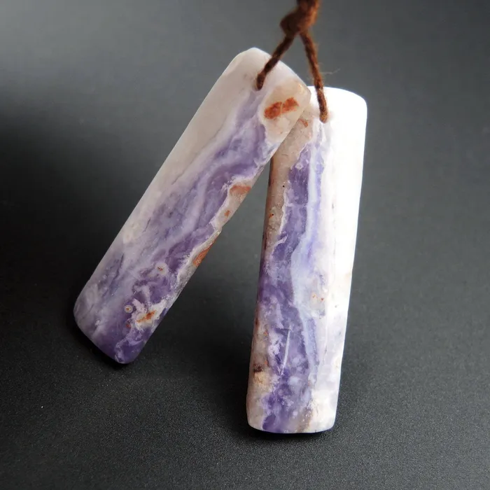 Intrinsic Trading Earrings Natural Purple Opal Earring Pair Rectangle Cabochon Cab Pair Drilled Matched Earrings Bead Pair Stone E355