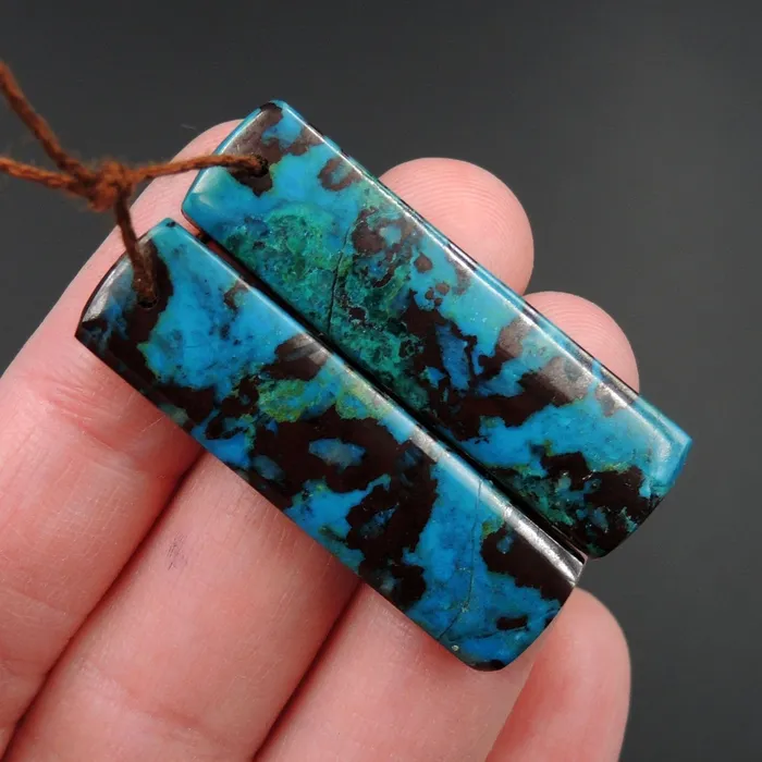 Intrinsic Trading Earrings Parrot Wing Chrysocolla Earring Pair Drilled Rectangle Natural Stone Earring Pair E2625 Intrinsic Trading Earrings Parrot Wing Chrysocolla Earring Pair Drilled Rectangle Natural Stone Earring Pair E2625