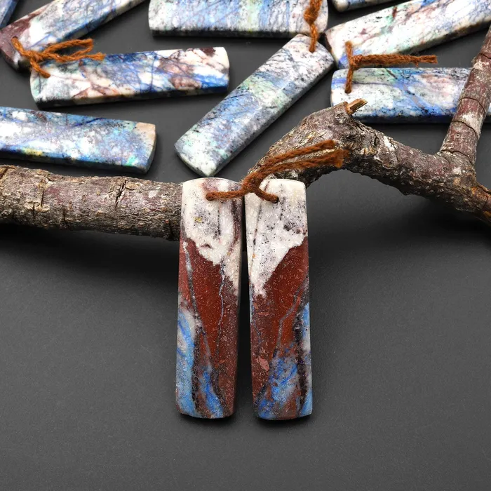 Intrinsic Trading Earrings Real Natural Lightening Azurite Rectangle Earrings Matched Gemstone Bead Pair From Arizona A5 Intrinsic Trading Earrings Real Natural Lightening Azurite Rectangle Earrings Matched Gemstone Bead Pair From Arizona A5