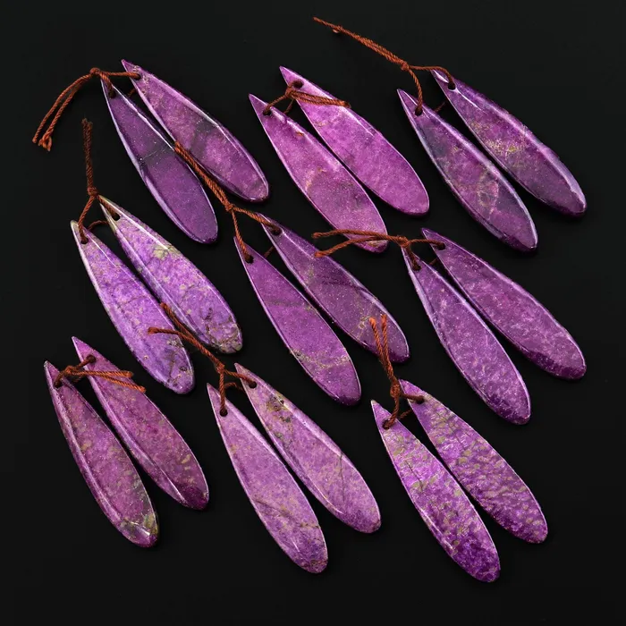 Intrinsic Trading Natural Purple Atlantisite Stichtite Earring Pair Gemstone Drilled Teardrop Matched Gemstone Beads From Australia Earrings