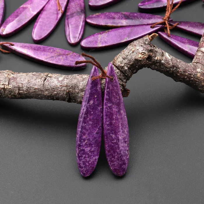 Intrinsic Trading Natural Purple Atlantisite Stichtite Earring Pair Gemstone Drilled Teardrop Matched Gemstone Beads From Australia Earrings