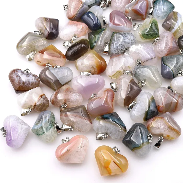 Intrinsic Trading Necklaces Natural Brazilian Phantom Quartz Pendant Gemstone Heart