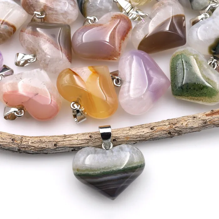 Intrinsic Trading Necklaces Natural Brazilian Phantom Quartz Pendant Gemstone Heart