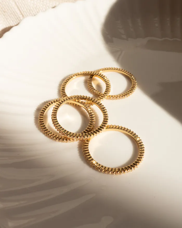 Luv Aj PreStyled Sets Classique Pave Bands Set Gold