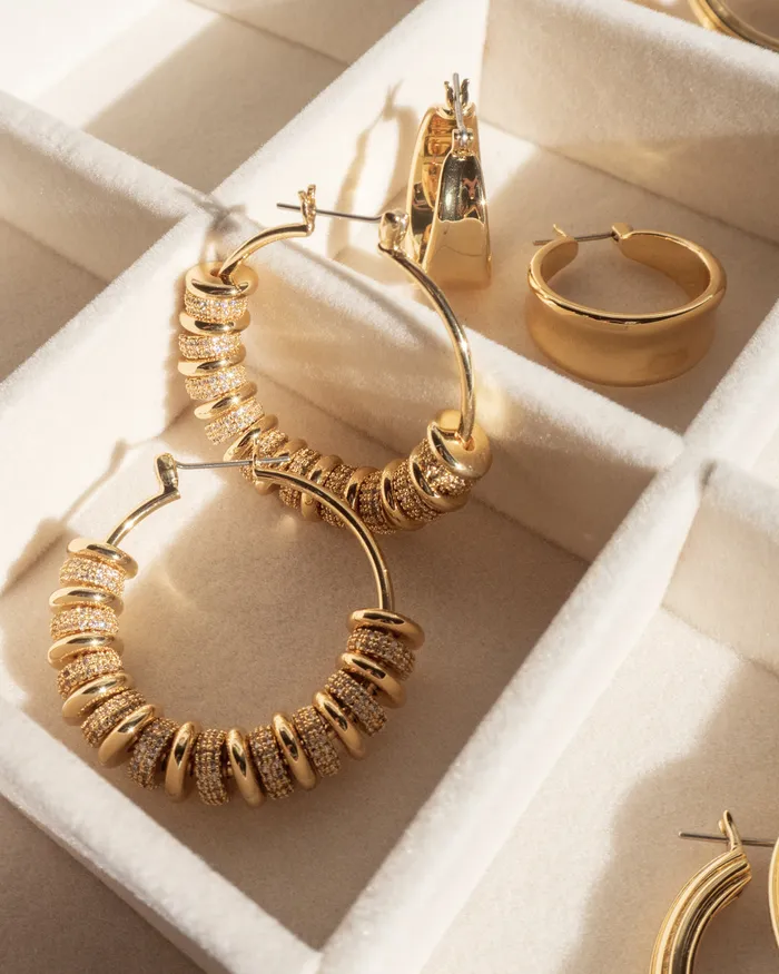 Luv Aj PreStyled Sets Pave Washer Hoops Gold
