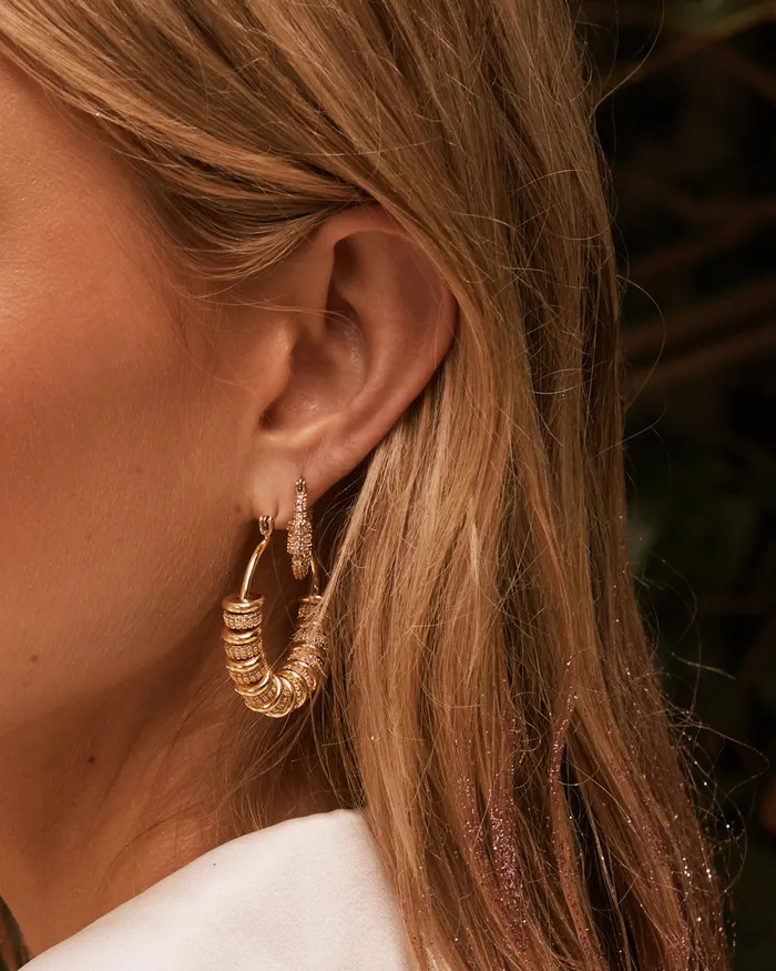 Luv Aj PreStyled Sets Pave Washer Hoops Gold