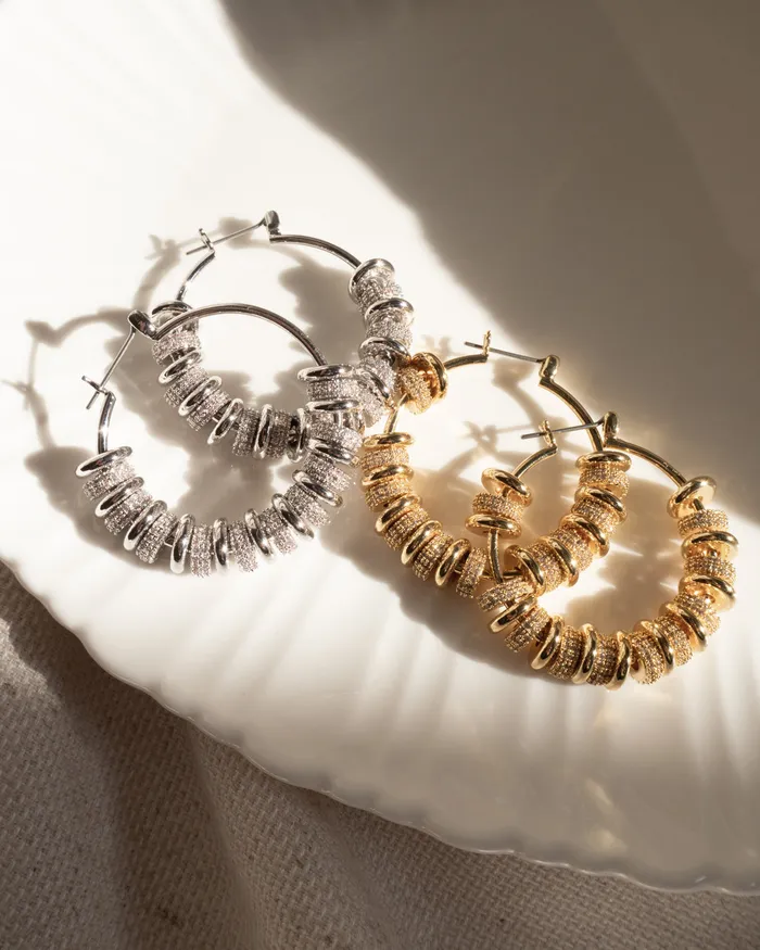 Luv Aj PreStyled Sets Pave Washer Hoops Gold