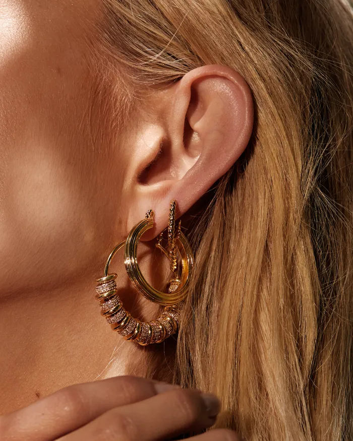 Luv Aj PreStyled Sets Pave Washer Hoops Gold
