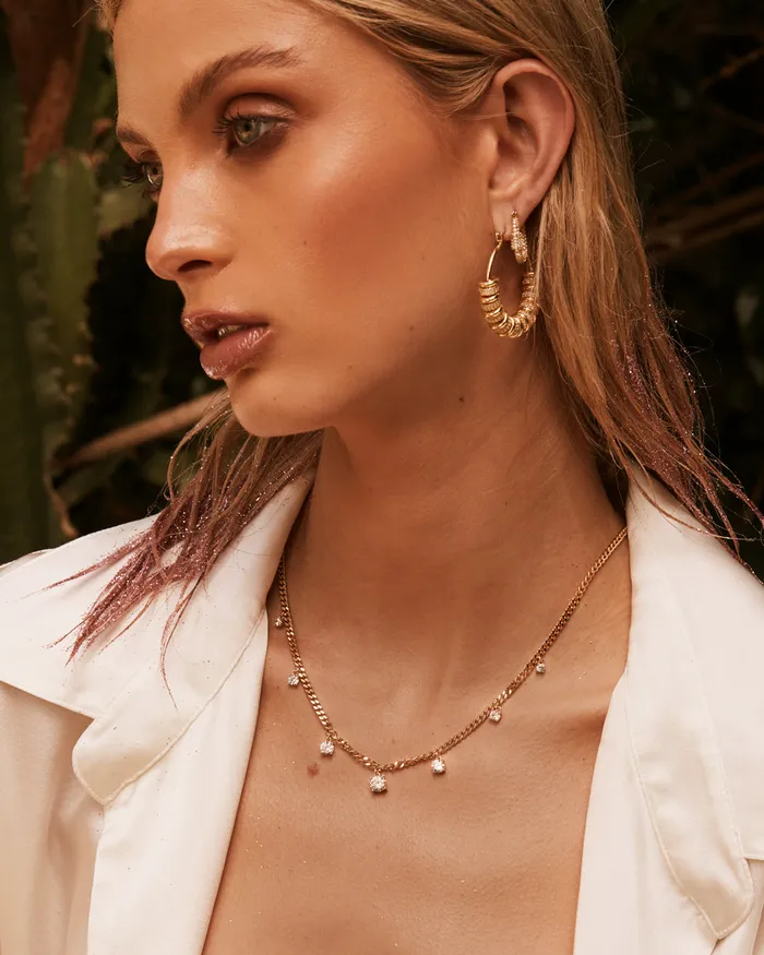 Luv Aj PreStyled Sets Pave Washer Hoops Gold