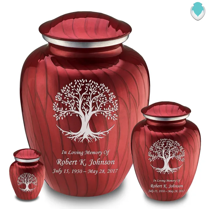 Medium Embrace Pearl Candy Red Tree of Life Cremation Urn GetUrns Necklaces