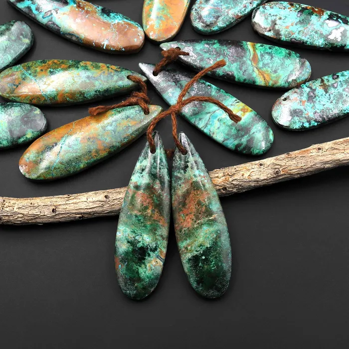 Natural Chrysocolla Earring Pair Gemstone Drilled Teardrop Cabochon Matched Beads From Australia A6 Intrinsic Trading Earrings Natural Chrysocolla Earring Pair Gemstone Drilled Teardrop Cabochon Matched Beads From Australia A6 Intrinsic Trading Earrings