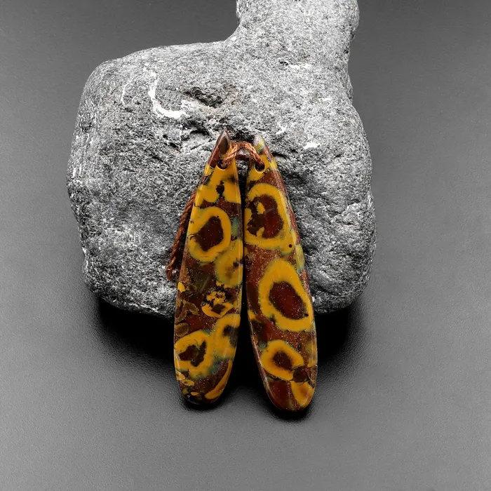 Natural Fruit Jasper Earring Pair Teardrop Pair Drilled Matched Gemstone Beads Aka Sabalgarh Marble Intrinsic Trading Earrings