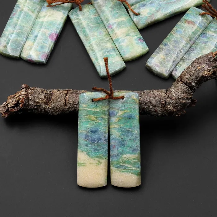 Natural Green Fuchsite Earring Pair Rectangle Matched Gemstone Beads A7 Intrinsic Trading Earrings Natural Green Fuchsite Earring Pair Rectangle Matched Gemstone Beads A7 Intrinsic Trading Earrings