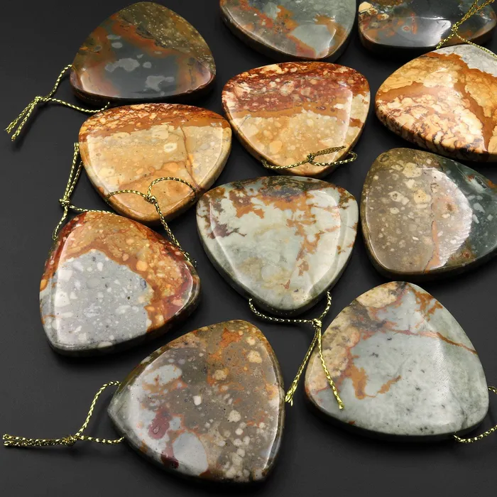 Necklaces Intrinsic Trading Natural Owyhee Picture Jasper Trianble Pendant Side Drilled