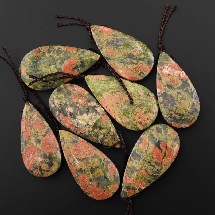 Necklaces Intrinsic Trading Natural Unakite Teardrop Pendant Focal Bead