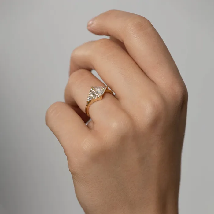 Rings ARTEMER Rhombus Engagement Ring with Mixed Diamond Cuts