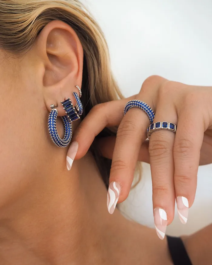 Rings Bezel Emerald Ballier Ring Blue Sapphire Silver Luv Aj