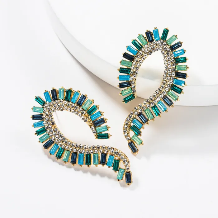 Round Beautiful Rectangular Crystals Ear Cuff Earrings Refined by AnnaKaci Earrings Round Beautiful Rectangular Crystals Ear Cuff Earrings Refined by AnnaKaci Earrings