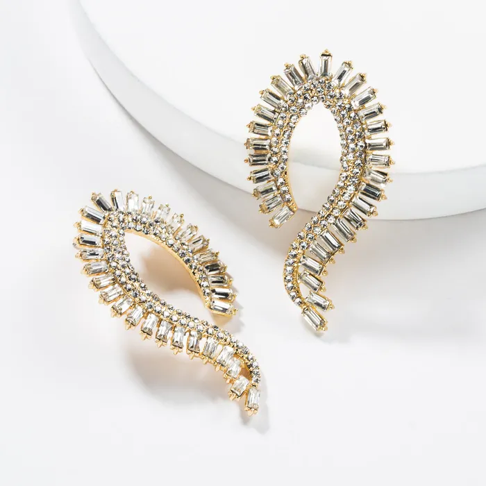 Round Beautiful Rectangular Crystals Ear Cuff Earrings Refined by AnnaKaci Earrings Round Beautiful Rectangular Crystals Ear Cuff Earrings Refined by AnnaKaci Earrings