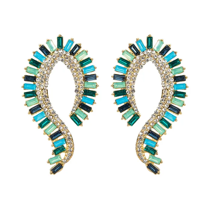 Round Beautiful Rectangular Crystals Ear Cuff Earrings Refined by AnnaKaci Earrings Round Beautiful Rectangular Crystals Ear Cuff Earrings Refined by AnnaKaci Earrings