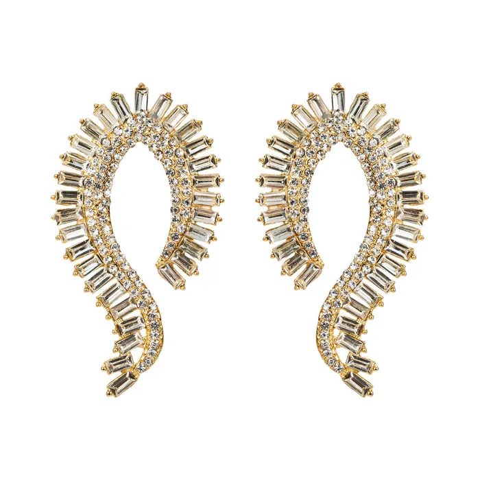 Round Beautiful Rectangular Crystals Ear Cuff Earrings Refined by AnnaKaci Earrings Round Beautiful Rectangular Crystals Ear Cuff Earrings Refined by AnnaKaci Earrings